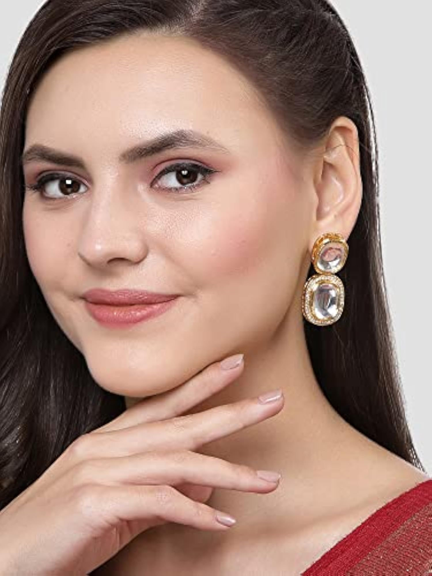 Women's Plated Polki Kundan Drop Earrings